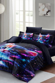 Uzay Temalı Kedi Desenli 5D Dijital Baskı Nevresim Takımı – Çift Kişilik