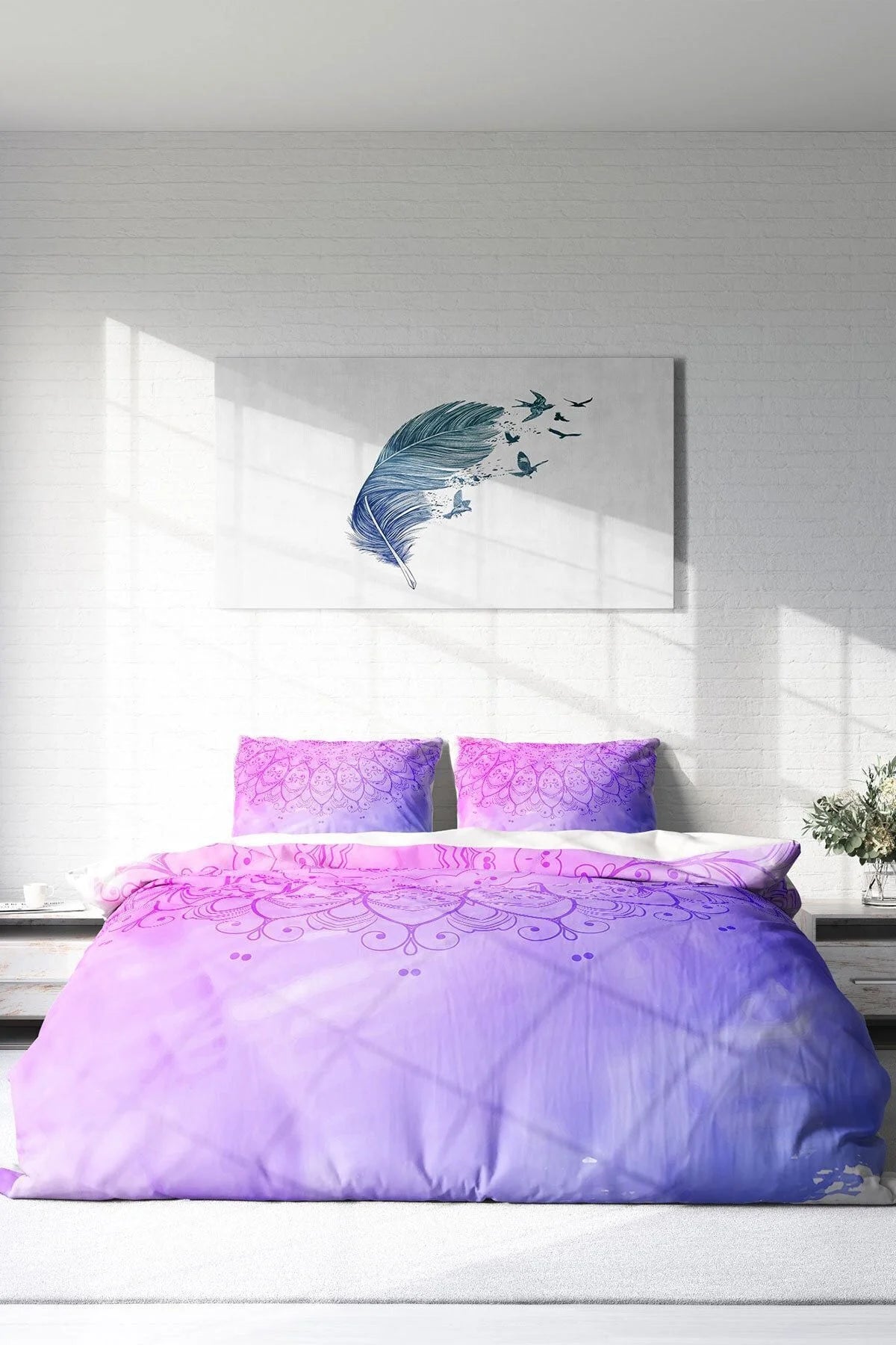 Violet Damask Klasik Çift Kişilik Nevresim Takımı