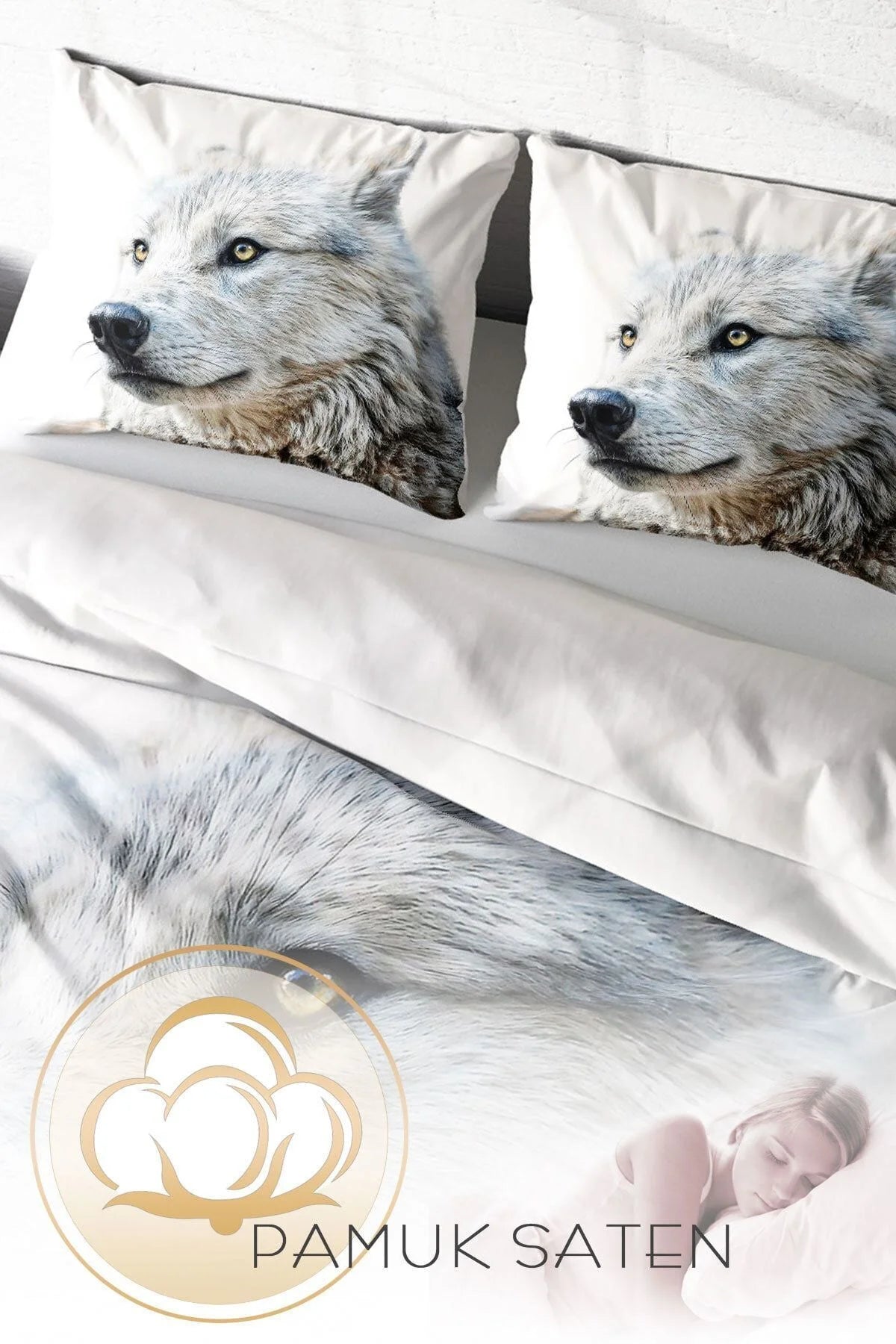 White Wolf Naturel Çift Kişilik Nevresim Takımı