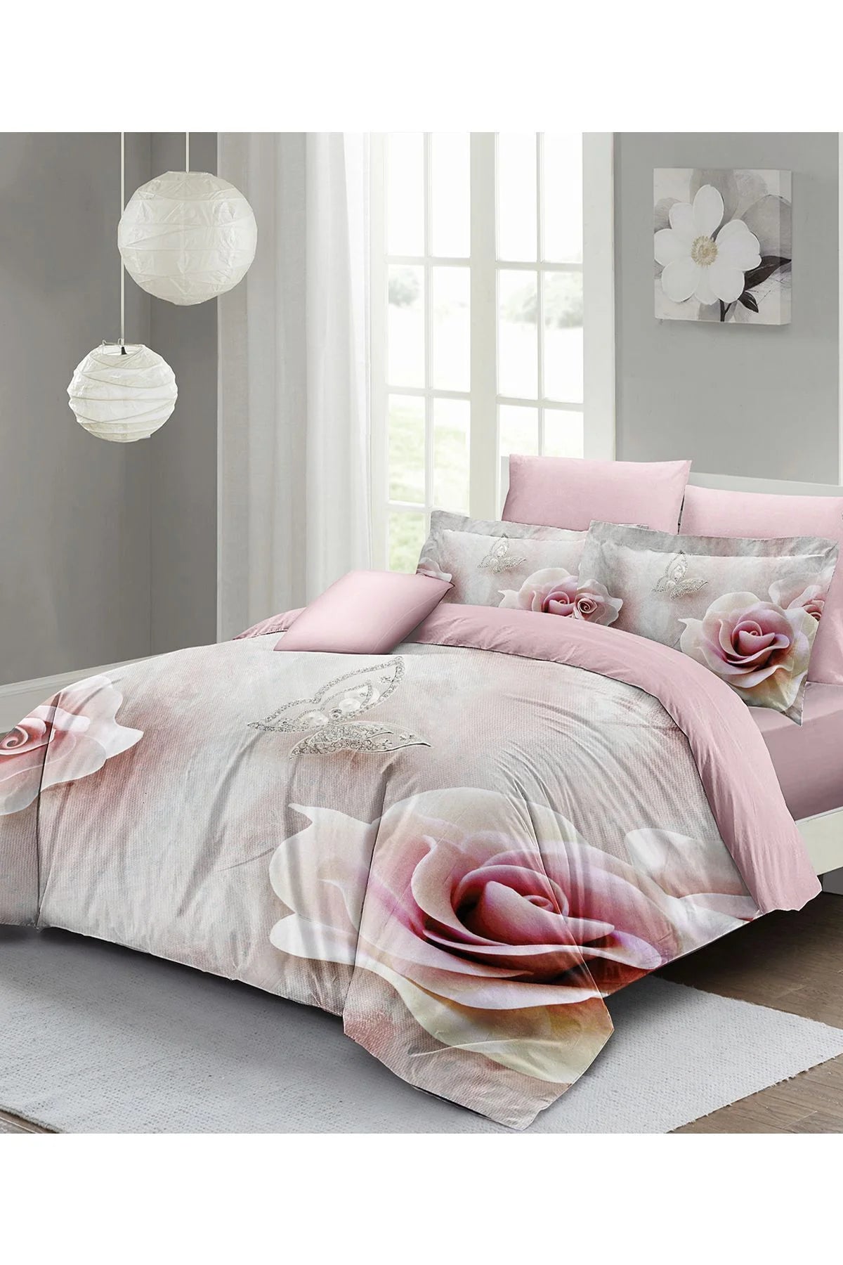 Wildrose 3D Çift Kişilik Nevresim Takımı