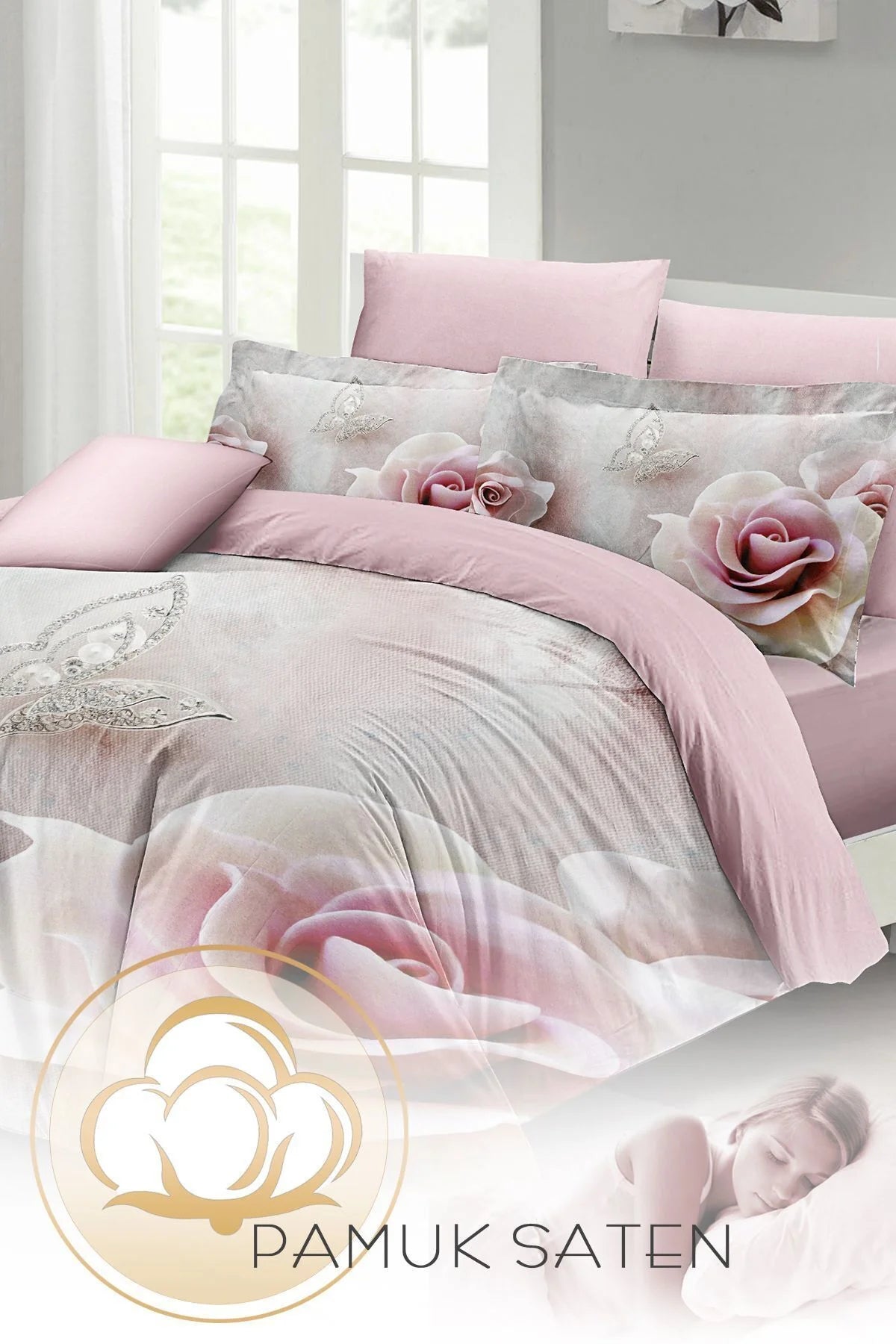 Wildrose 3D Çift Kişilik Nevresim Takımı