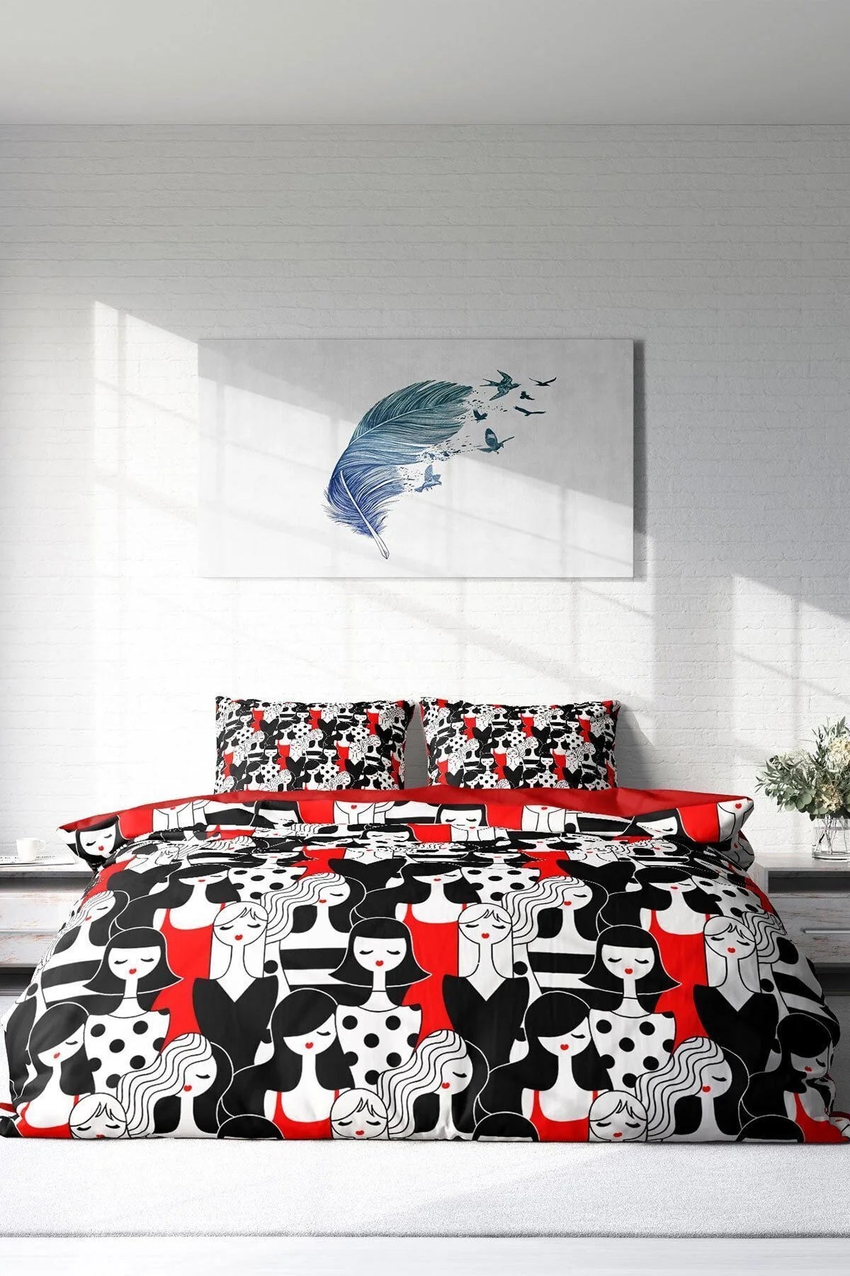 Womans Pattern 3D Çift Kişilik Nevresim Takımı