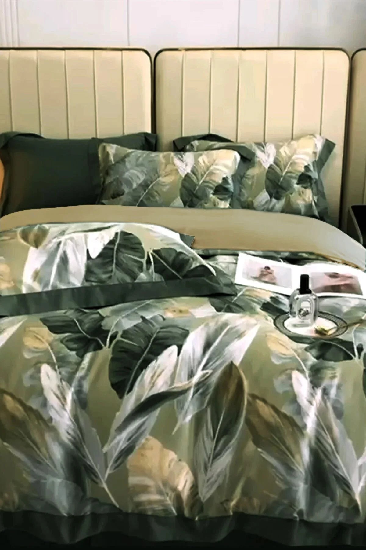 Yaprak Rüyası Çift Kişilik Nevresim Takımı 3D Pamuk Saten