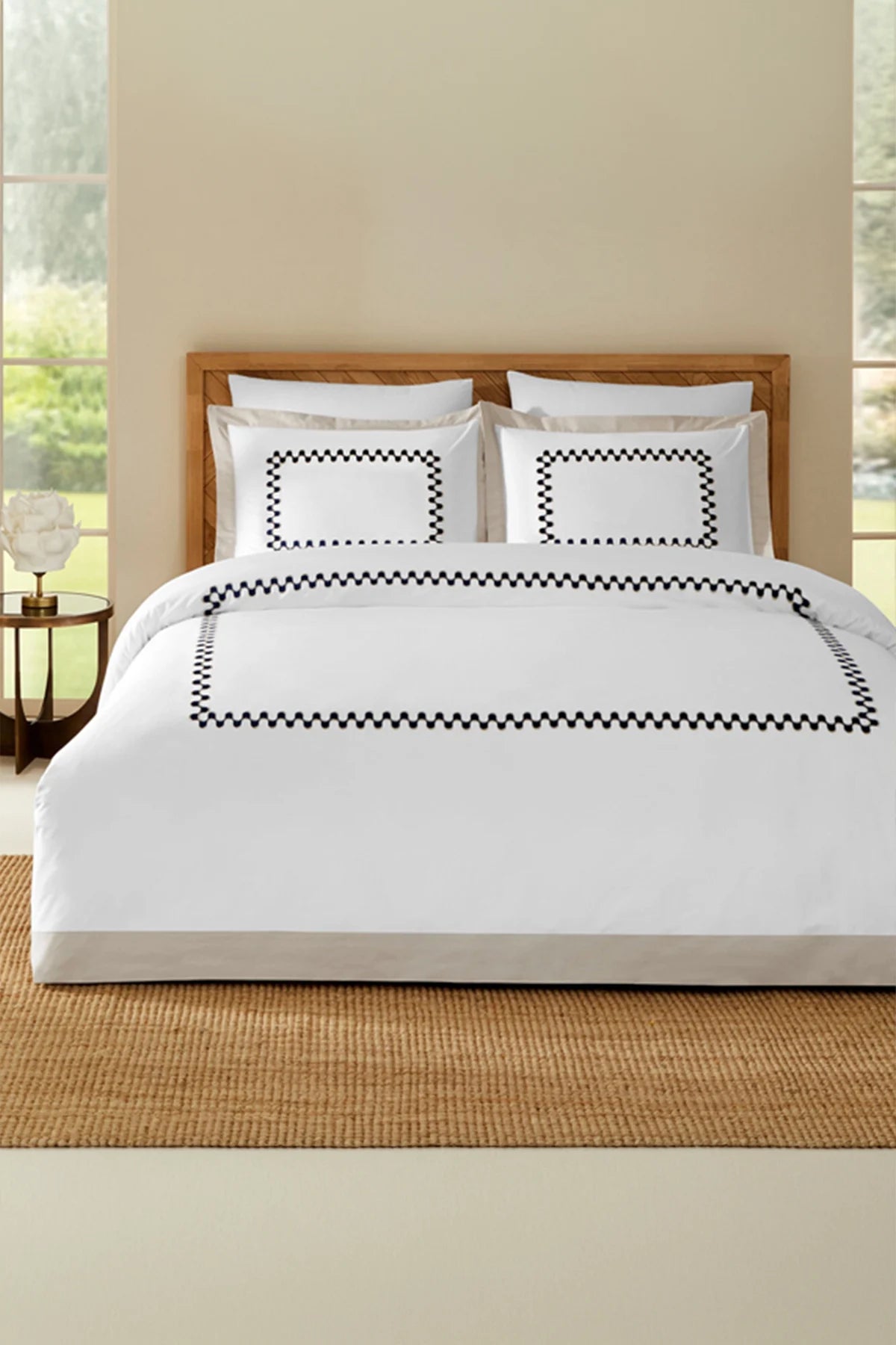 Yat Koleksiyonu Özel Dokuma %100 Pamuk Percale Nevresim Takımı Nautica Zigzag