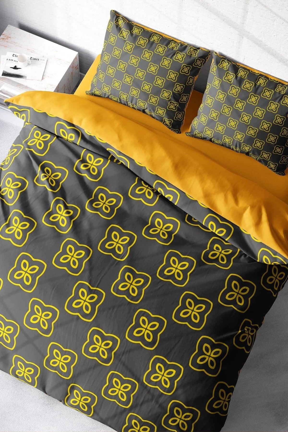 Yellow Mosaic Modern Çift Kişilik Nevresim Takımı