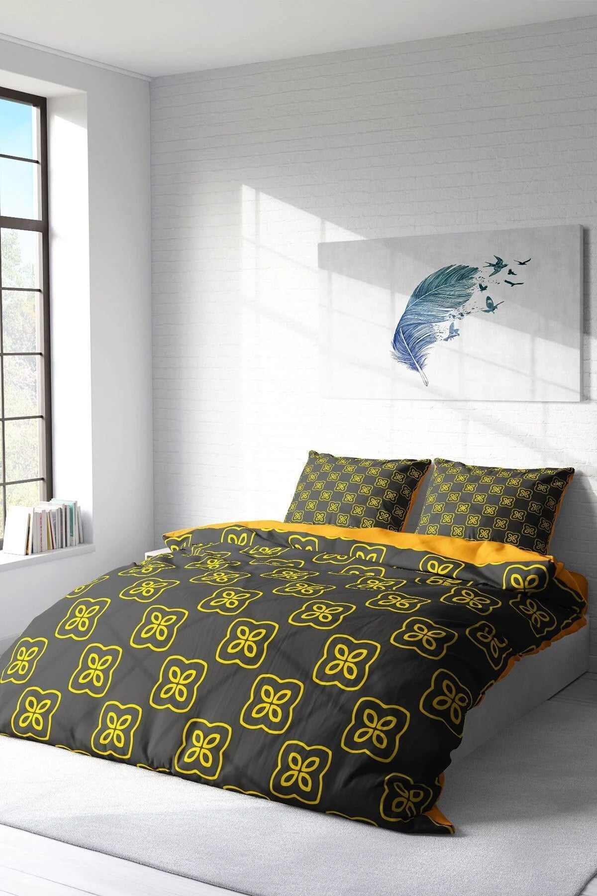 Yellow Mosaic Modern Çift Kişilik Nevresim Takımı