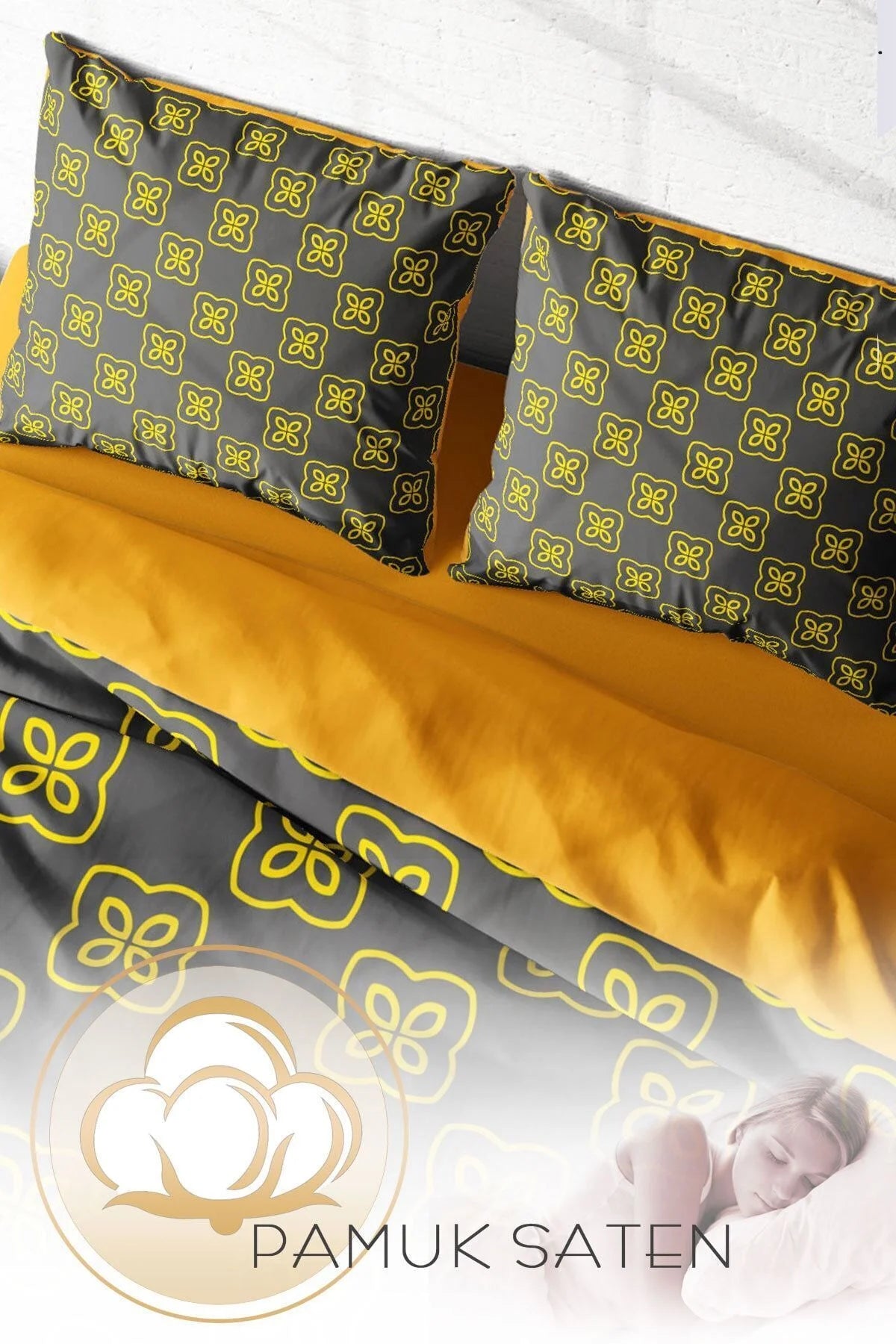 Yellow Mosaic Modern Çift Kişilik Nevresim Takımı