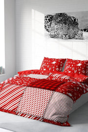 Yılbaşı Merry Christmas Çift Kişilik 3D Nevresim Takımı Pamuk Saten Ekose