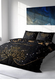 Yılbaşı Nevresim Takım %100 Doğal Pamuk Merry Christmas Çift Kişilik Black