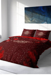 Yılbaşı Nevresim Takım %100 Doğal Pamuk Merry Christmas Çift Kişilik Red Ball