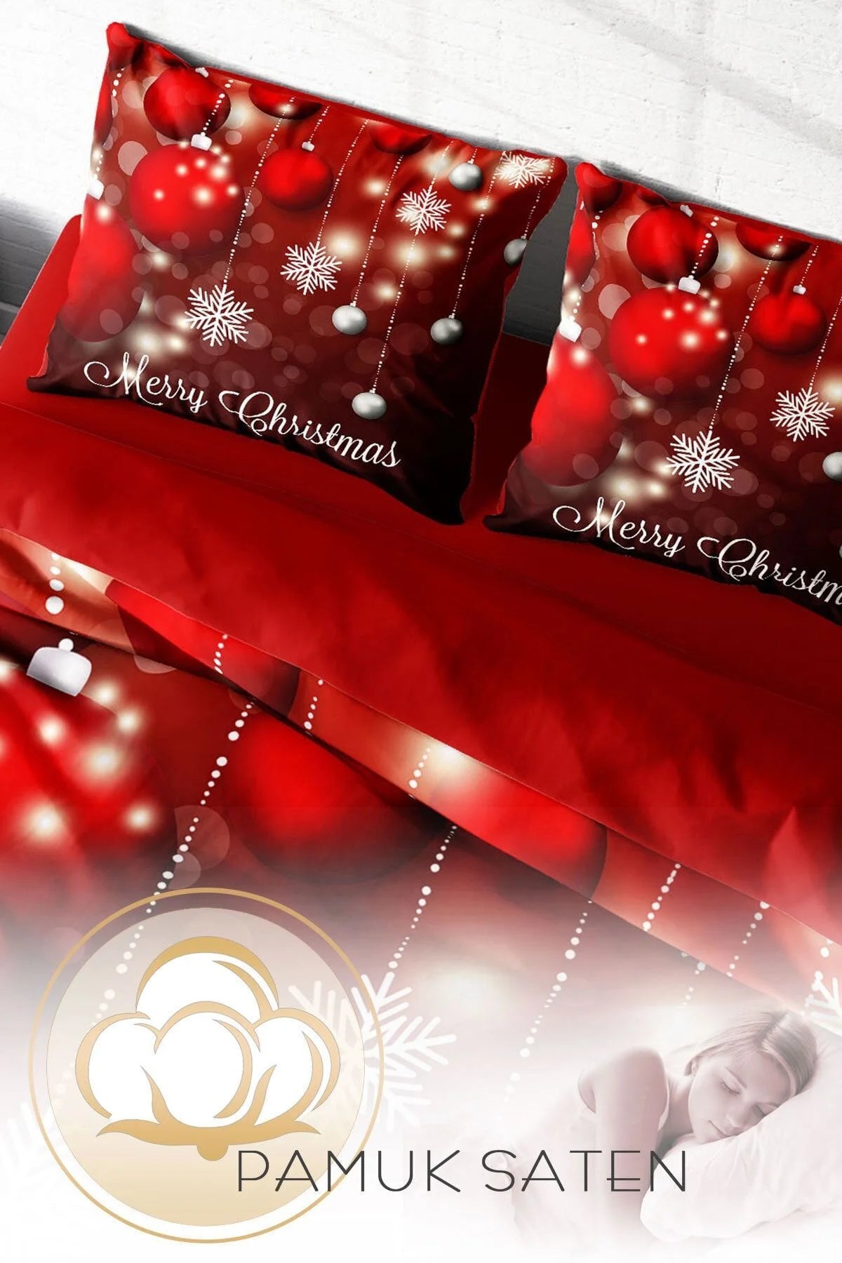 Yılbaşı Nevresim Takımı NY Flake 3D Dijital Baskılı Çift Kişilik Nevresim Takımı