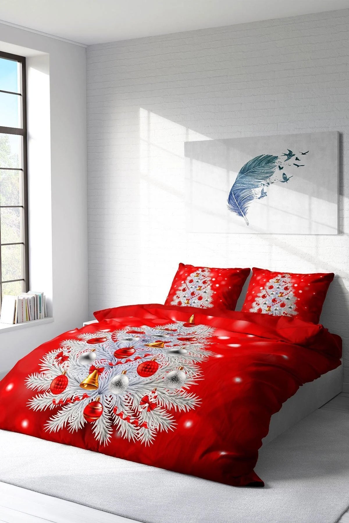 Yılbaşı Nevresim Takımı NY Pine 3D Dijital Baskılı Çift Kişilik Nevresim Takımı