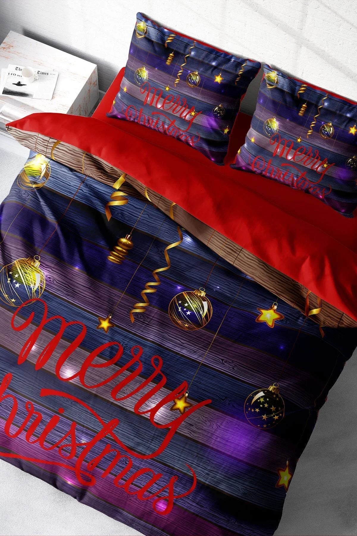 Yılbaşı Nevresim Takımı Ny Dark 3D Dijital Baskılı Çift Kişilik Nevresim Takımı