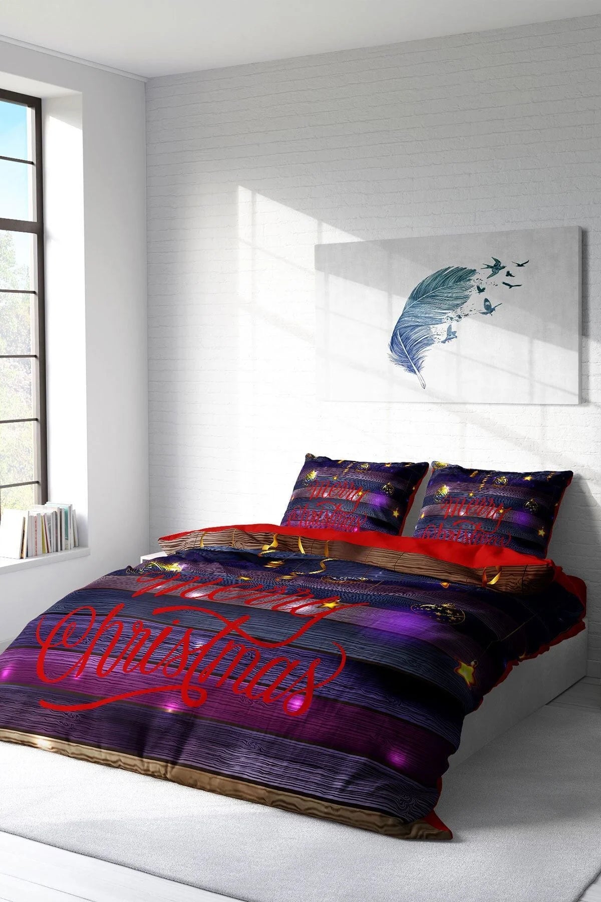 Yılbaşı Nevresim Takımı Ny Dark 3D Dijital Baskılı Çift Kişilik Nevresim Takımı