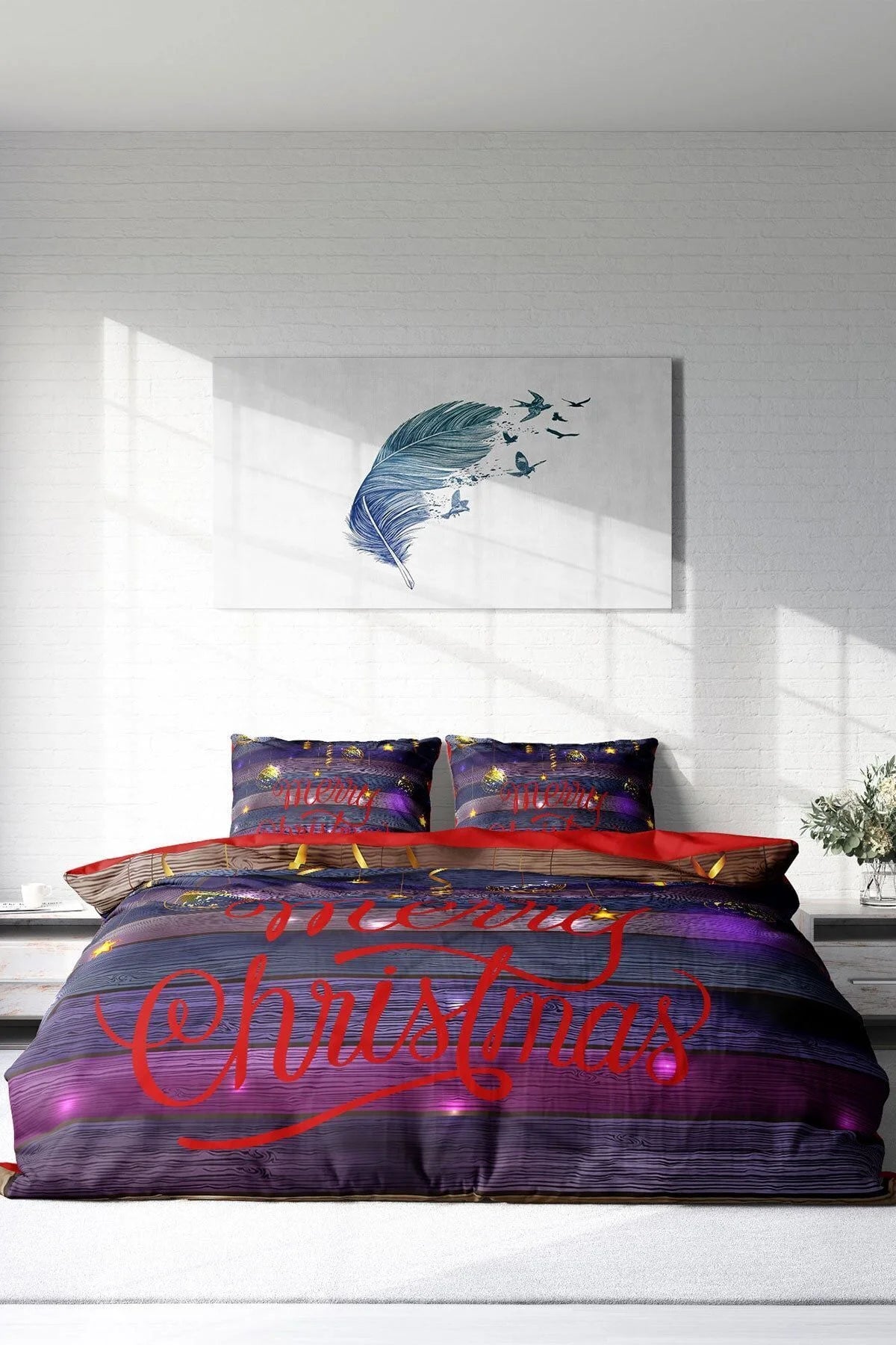 Yılbaşı Nevresim Takımı Ny Dark 3D Dijital Baskılı Çift Kişilik Nevresim Takımı