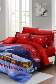 Yılbaşı Süsü House Noel %100 Pamuk Saten 3D Çift Kişilik Nevresim Takımı