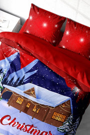 Yılbaşı Süsü Merry Christmas Çift Kişilik 3D Nevresim Takımı Pamuk Saten