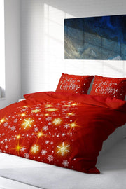 Yılbaşı Nevresim Takım %100 Doğal Pamuk Merry Christmas Çift Kişilik Star Tree