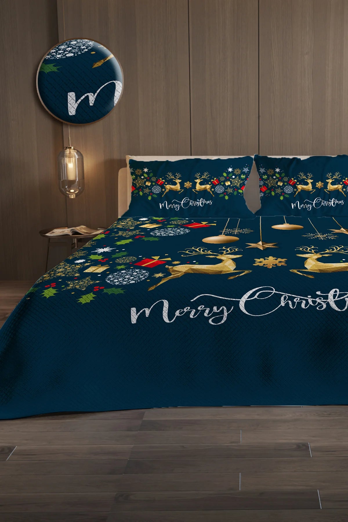 Yılbaşı %100 Pamuk Çift Kişilik Pike Takımı Yatak Örtüsü Özel Dokuma Balls