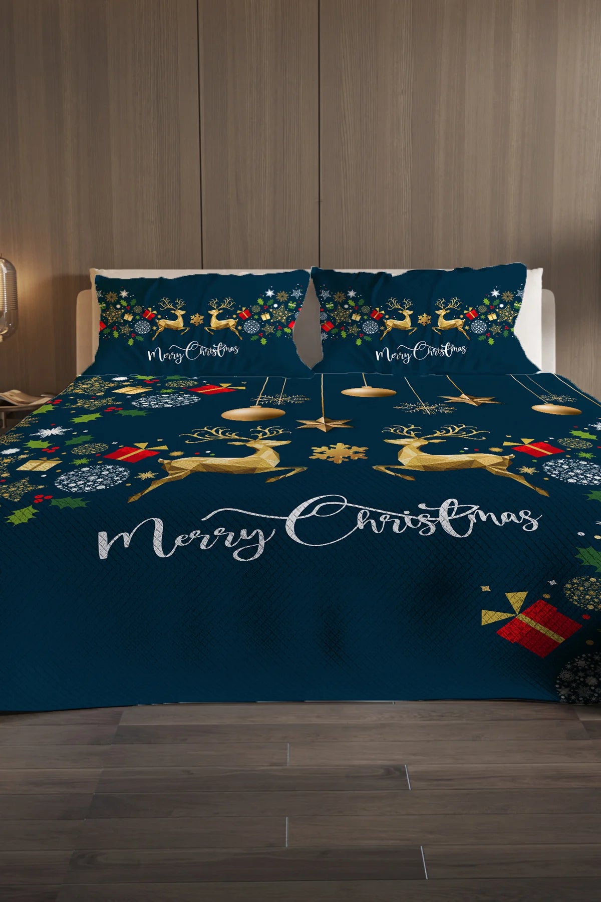 Yılbaşı %100 Pamuk Çift Kişilik Pike Takımı Yatak Örtüsü Özel Dokuma Balls