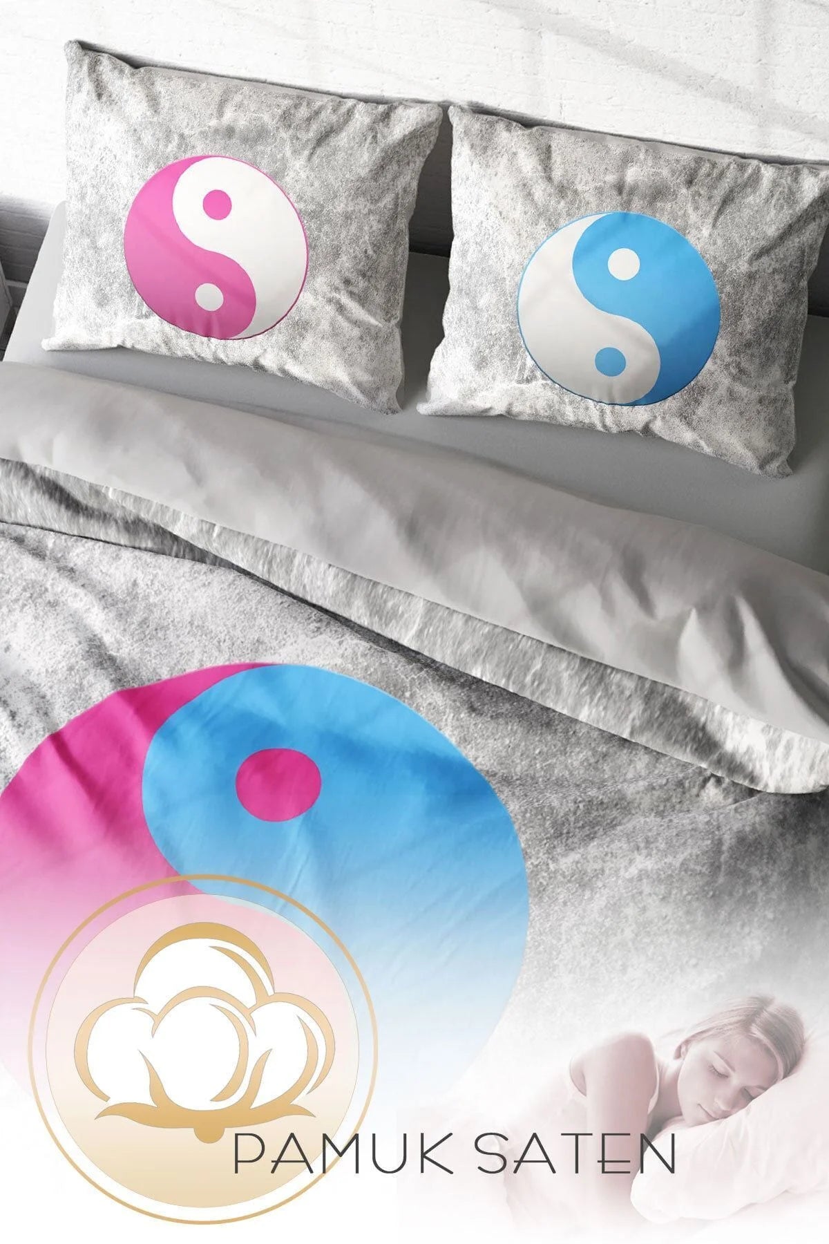 Ying Yang 3D Çift Kişilik Nevresim Takımı