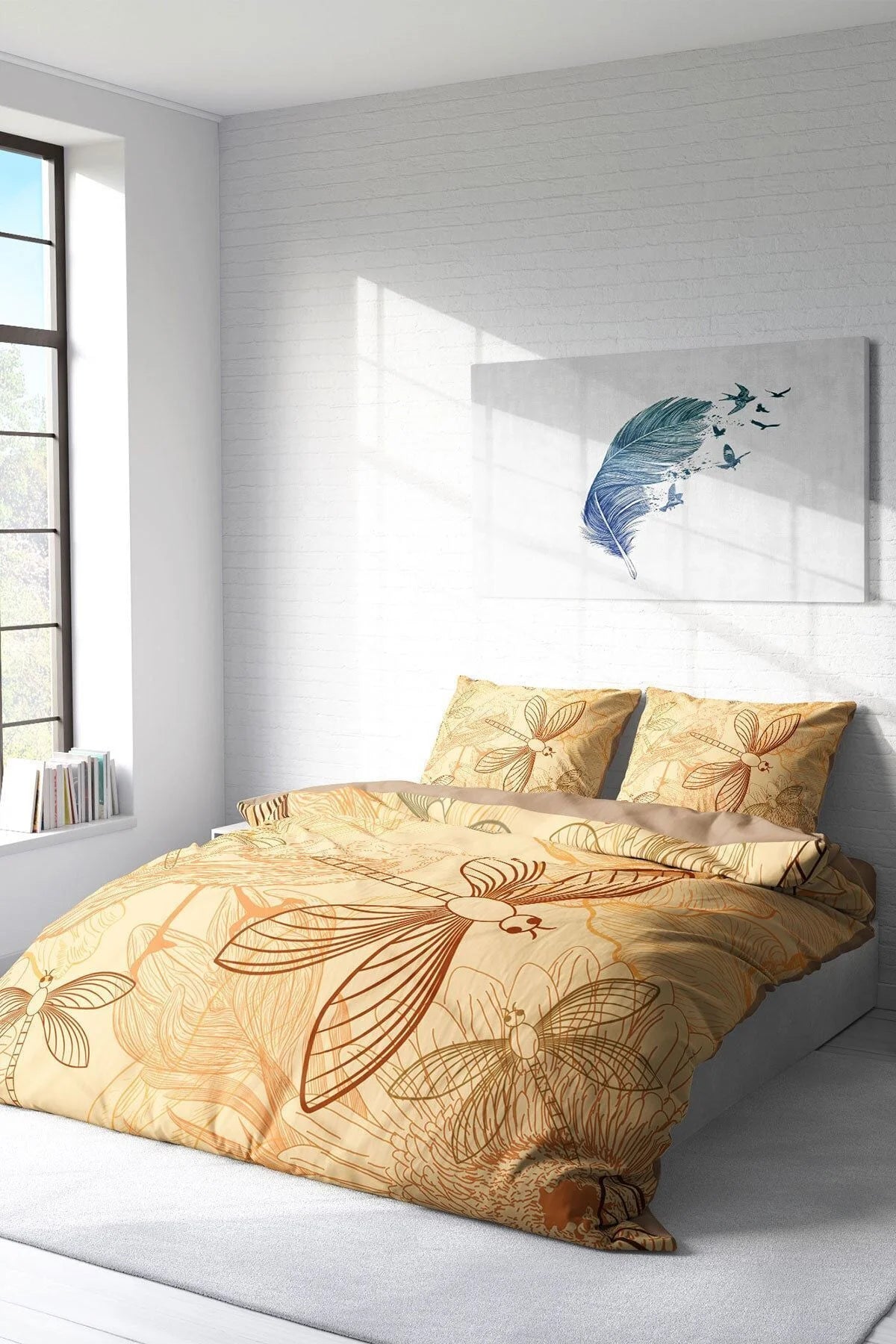 Yusufçuk 3D Pamuk Saten Çift Kişilik Nevresim Takımı