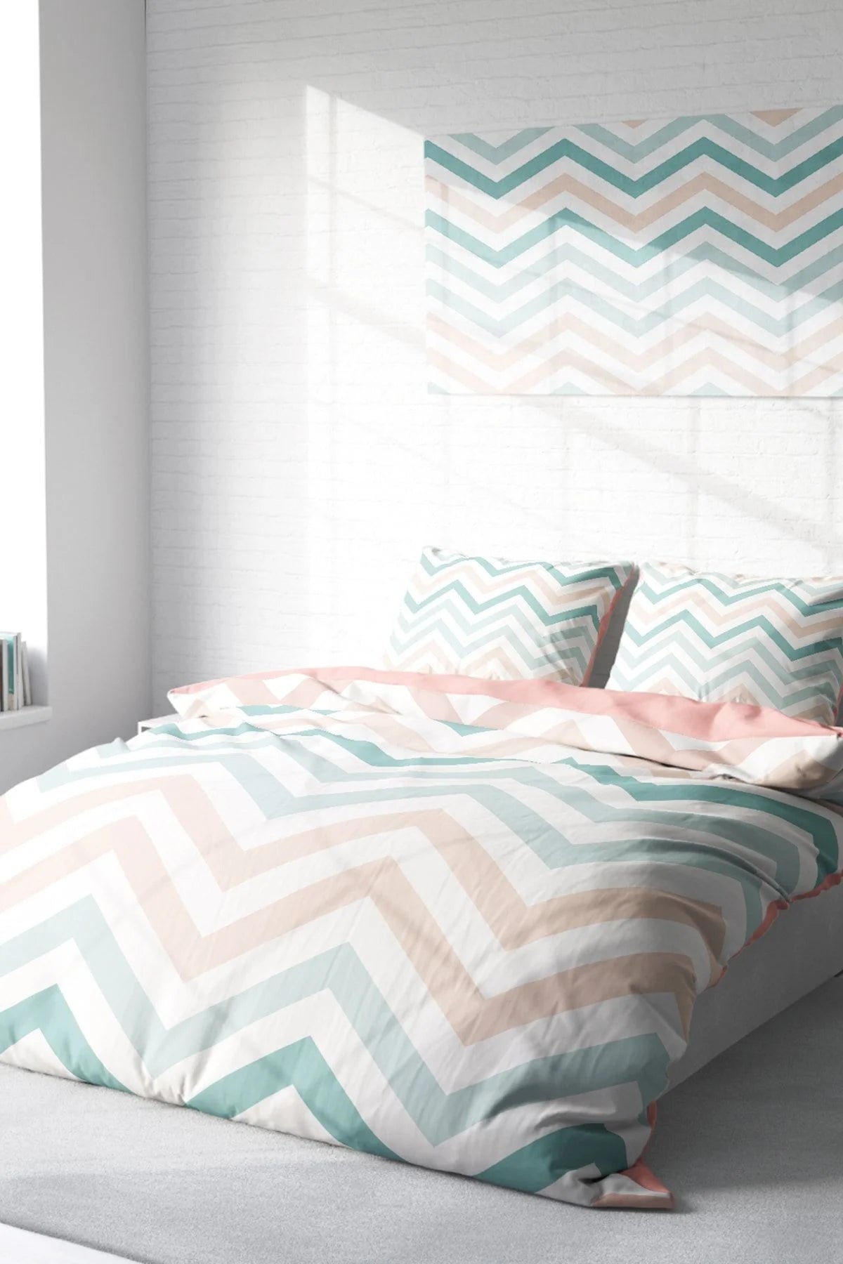 Zigzag 3D Pamuk Saten Çift Kişilik Nevresim Takımı