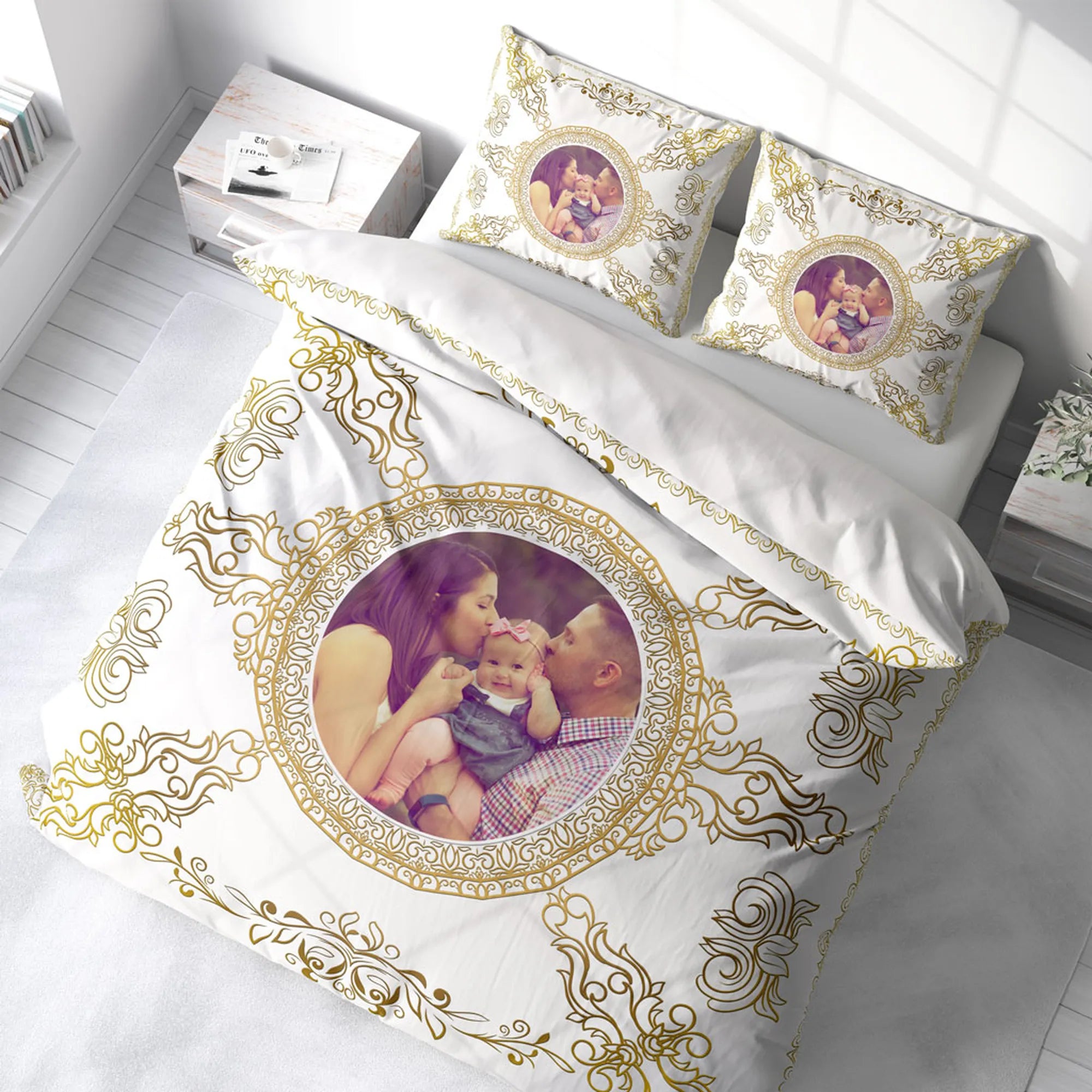 Monohome Kişiye Özel Çift Kişilik Nevresim Takımı Gold Baroque