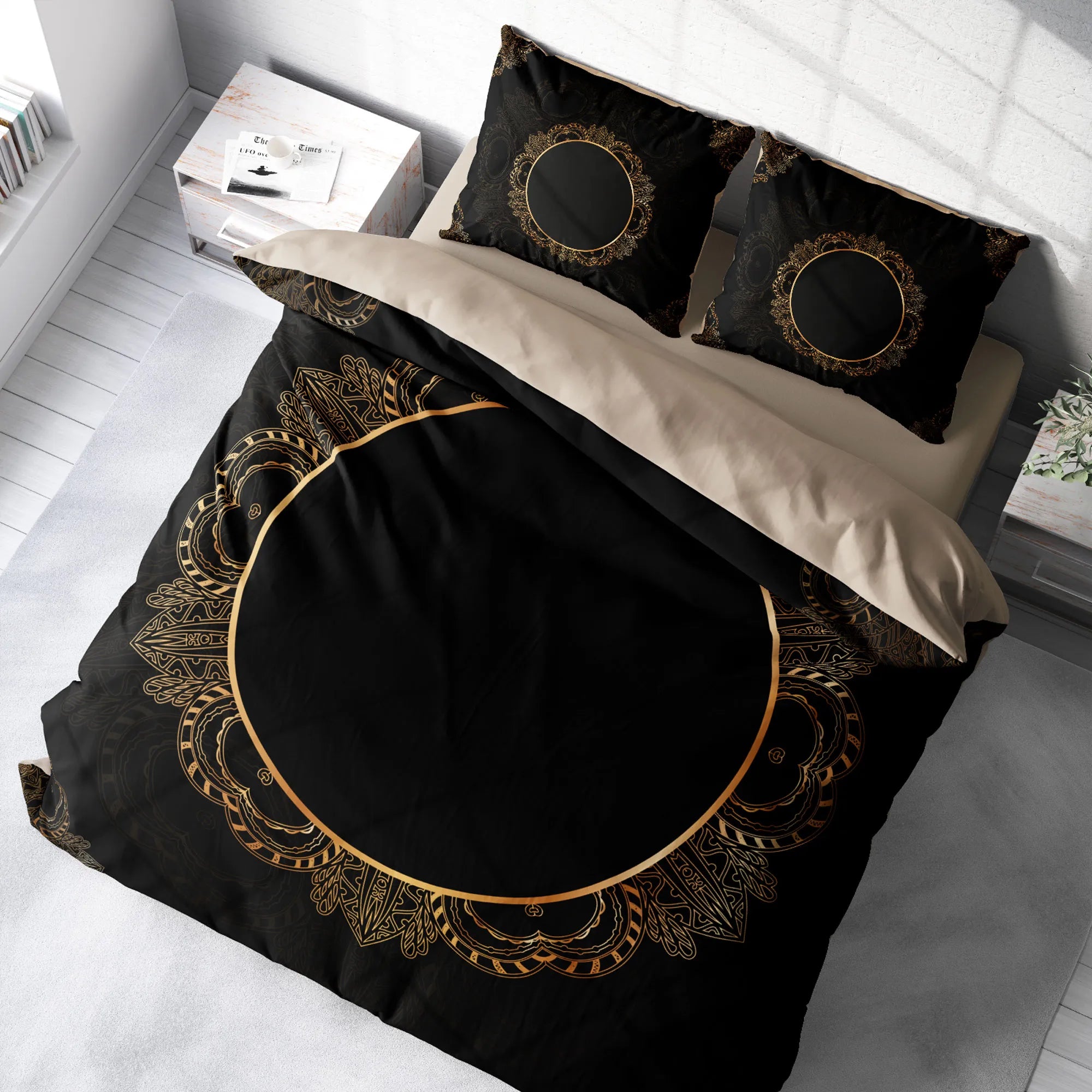 Monohome Kişiye Özel Çift Kişilik Nevresim Takımı Black Gold