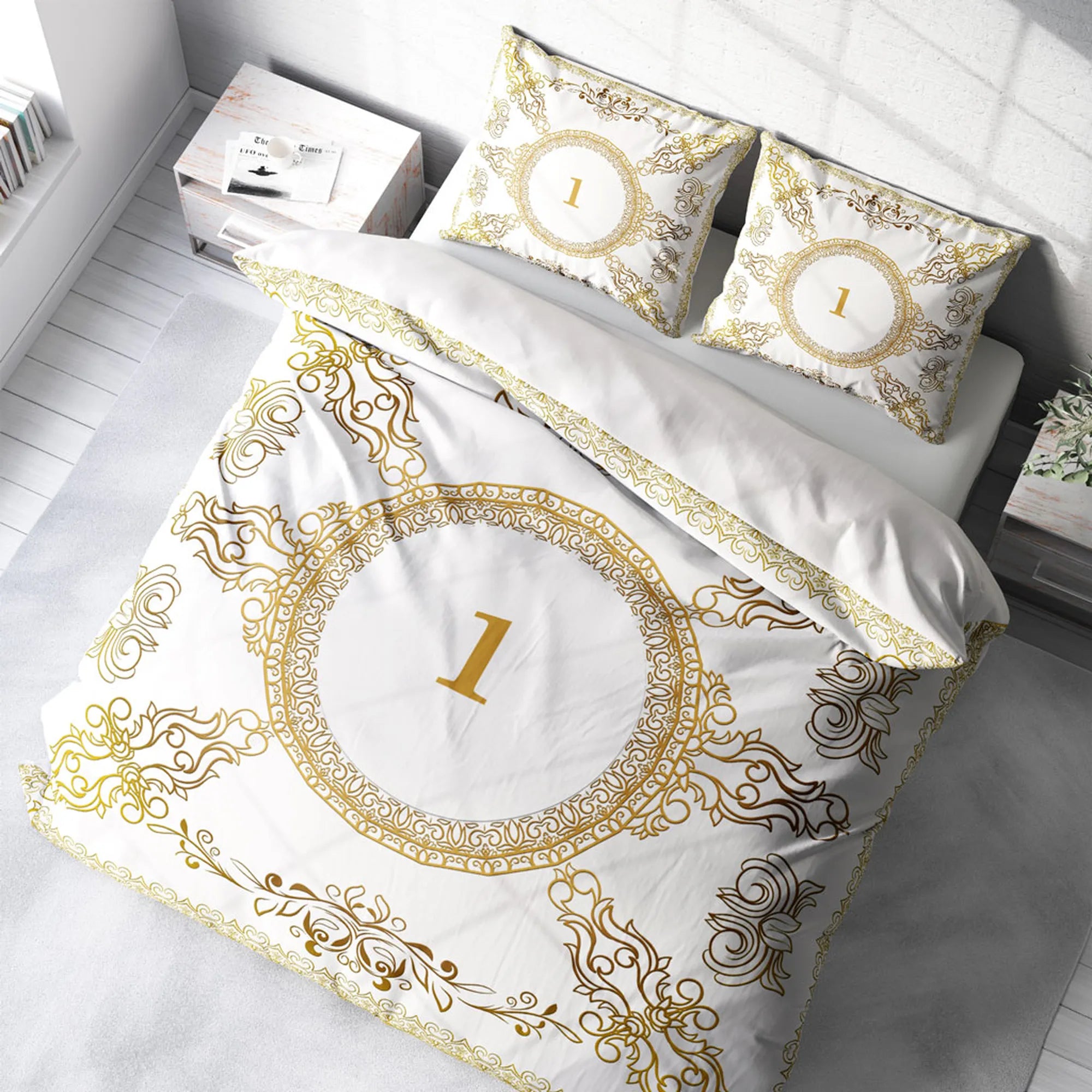 Monohome Kişiye Özel Çift Kişilik Nevresim Takımı Gold Baroque