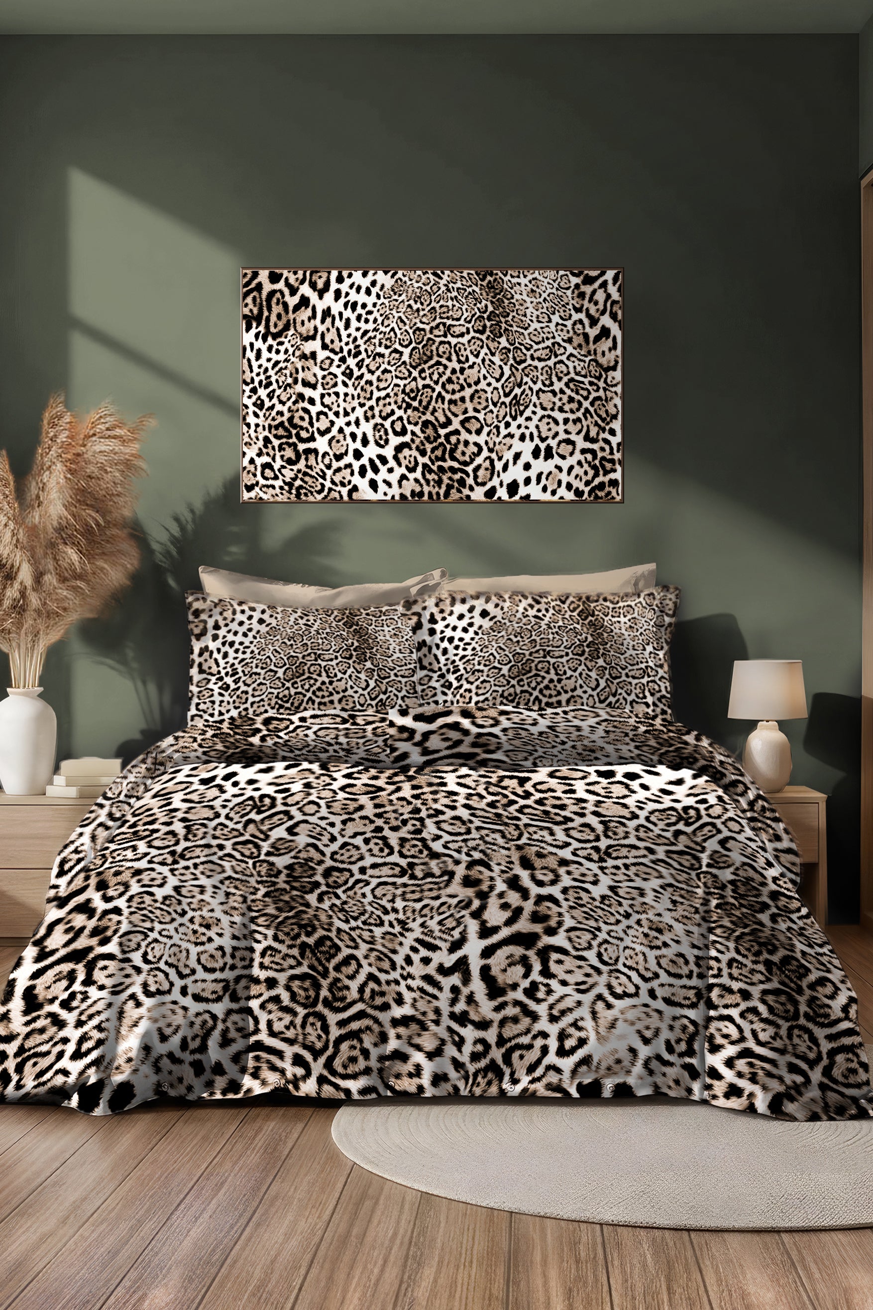 %100 Pamuk Classical Leopard Nevresim Takımı – 5D Dijital Baskı, Oeko-Tex Sertifikalı