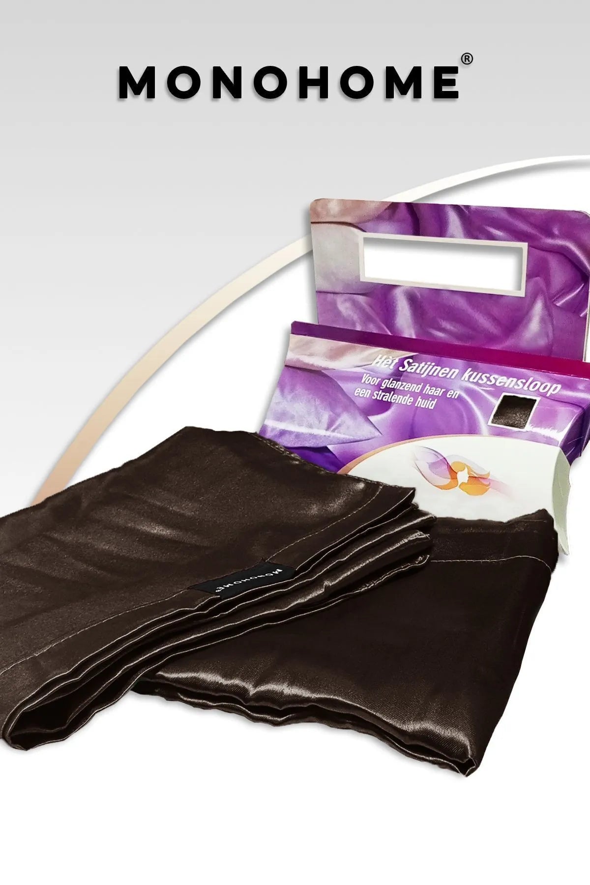 İpek Saten Yastık Kılıfı 2 Adet 50x70cm 1 Adet Saten Tokalı Kahverengi