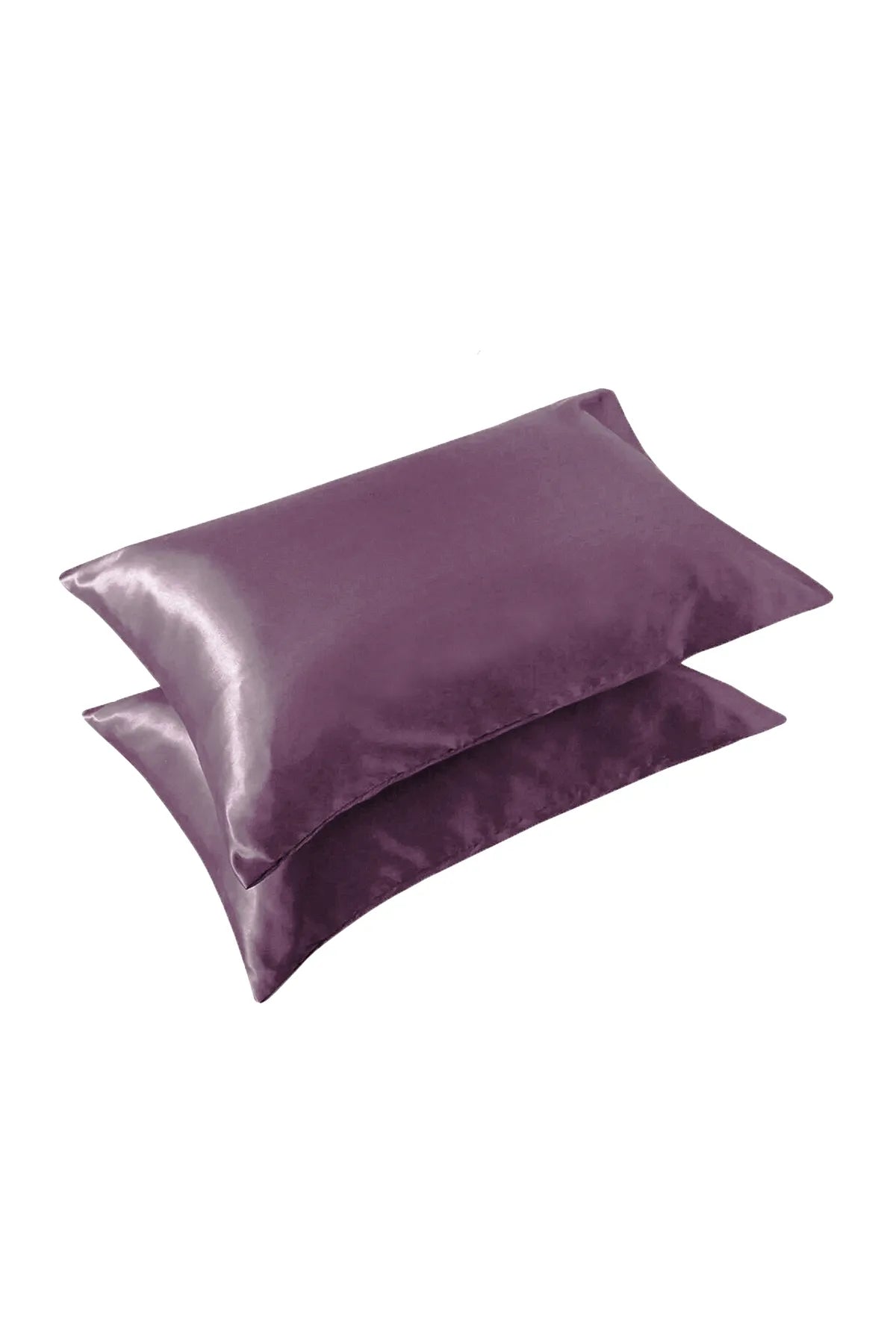 İpek Saten Yastık Kılıfı 2 Adet 50x70cm 1 Adet Saten Tokalı Lila
