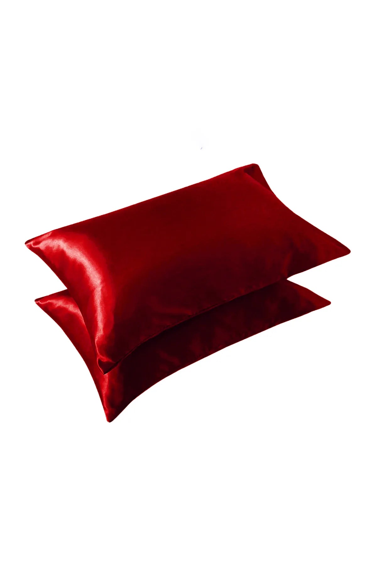 İpek Saten Yastık Kılıfı 2 Adet 50x70cm 1 Adet Saten Tokalı Red