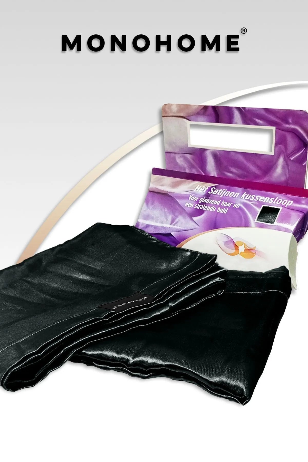 İpek Saten Yastık Kılıfı 2 Adet 50x70cm 1 Adet Saten Tokalı Siyah