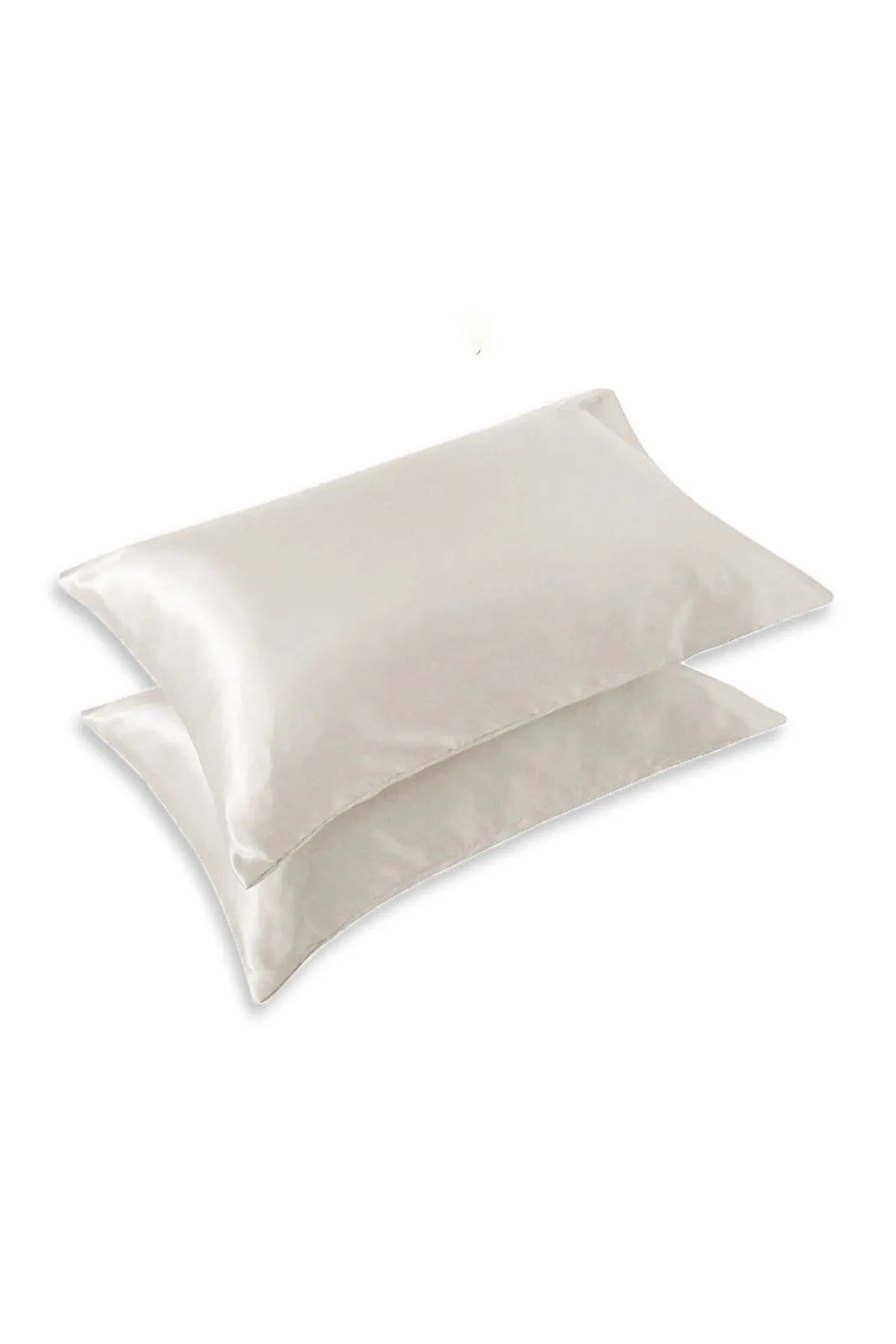 İpek Saten Yastık Kılıfı 2 Adet 50x70cm 2 Adet Saten Tokalı Krem