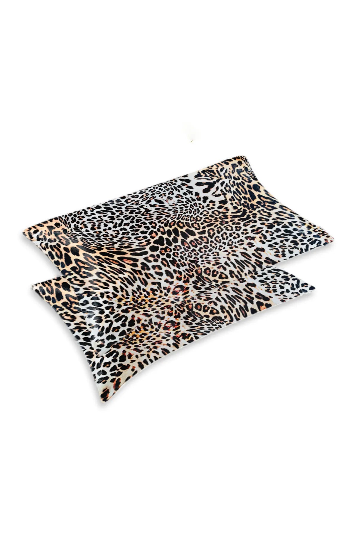 İpek Saten Yastık Kılıfı 2 Adet 50x70cm 2 Adet Saten Tokalı Leopar