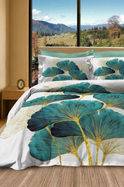 Çift Kişilik %100 Pamuk Saten Nevresim Takımı – Luxury Leaves – Çeyizlik & Hediyelik