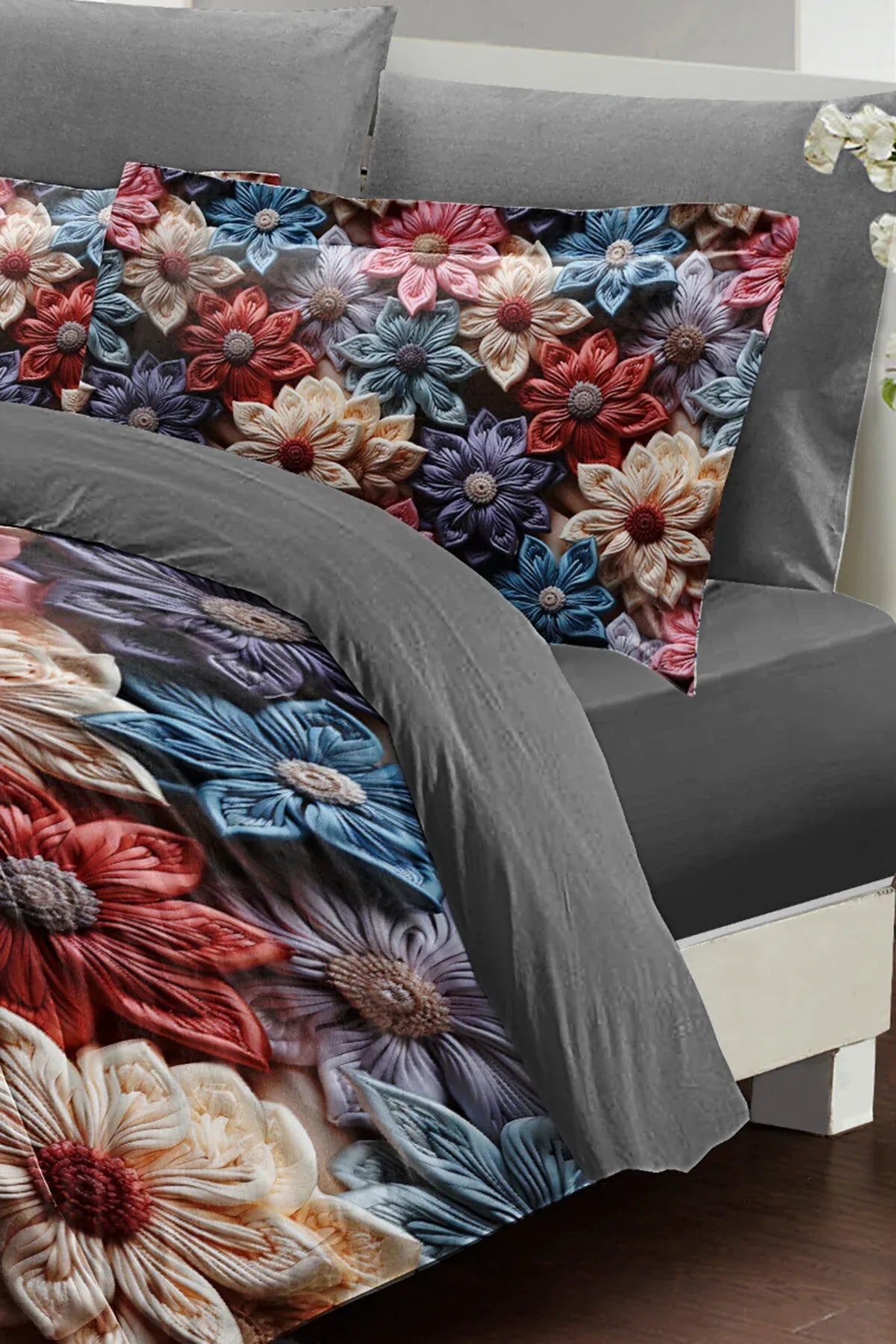 Motif Desenli 5D Dijital Pamuk Saten Nevresim Takımı – Çift Kişilik