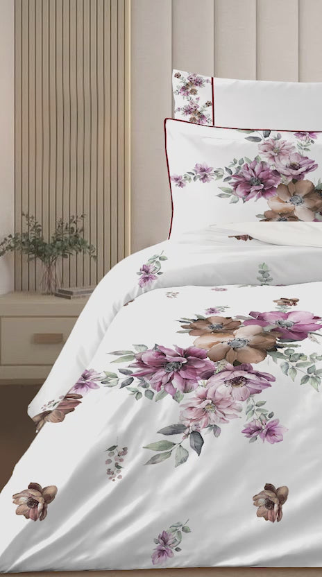 Videoyu yükle: 4 YASTIKLI Biyeli %100 Pamuk Percale Nevresim Takımı Çift Kişilik-Premium Özel Üretim Rose