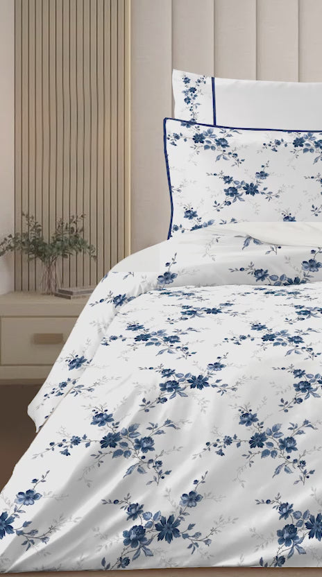 Videoyu yükle: 4 YASTIKLI Biyeli %100 Pamuk Percale Nevresim Takımı Çift Kişilik-Premium Özel Üretim Blue