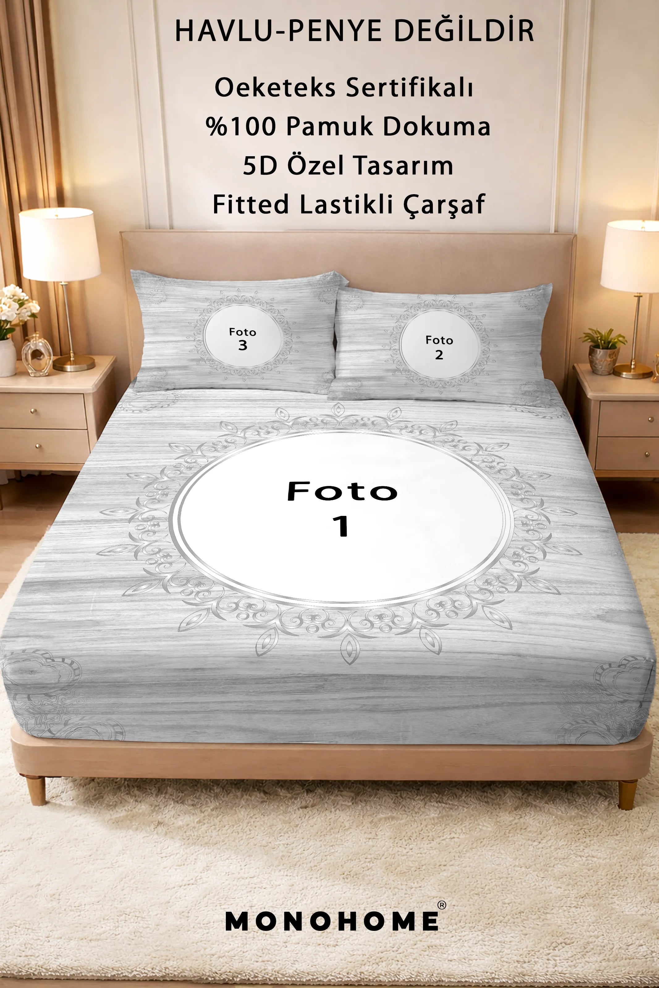 Kişiye Özel Resimli %100 Pamuk Yastıklı Çarşaf Takımı Wool