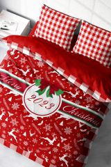 Yılbaşı Süsü 2023 Merry Christmas Çift Kişilik 3d Nevresim Takımı Pamuk Saten