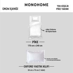 Tek Kişilik Pike Takımı Jakar Dokuma Pamuklu 3d Soft Nefti