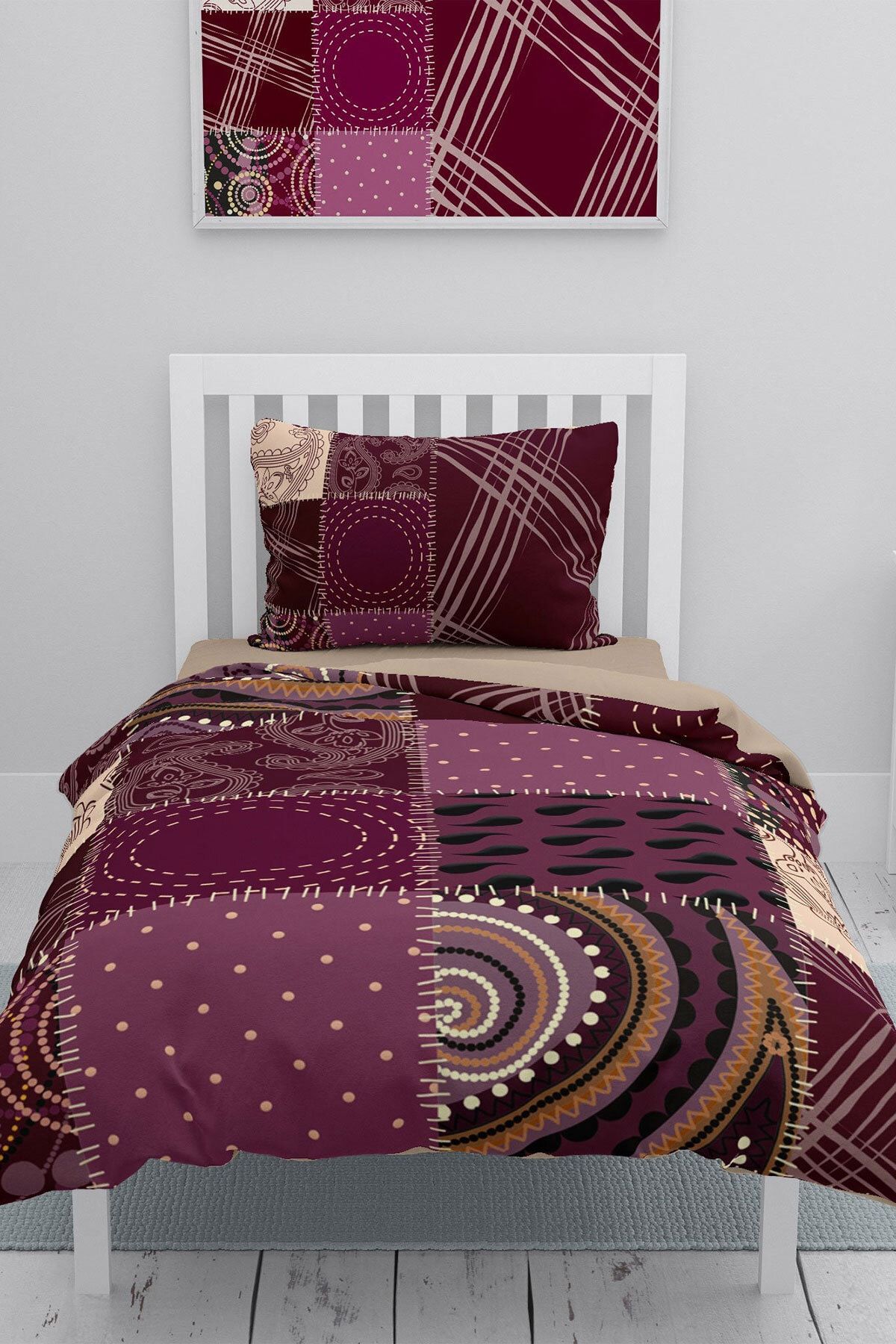 Patchwork 3d Pamuk Saten Tek Kişilik Nevresim Takımı