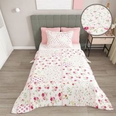 Tek Kişilik Pike Takımı Jakar Dokuma Pamuklu 3d Rose Branch