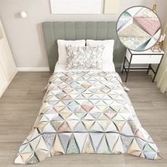 Tek Kişilik Pike Takımı Jakar Dokuma Pamuklu 3d Deep Triangle
