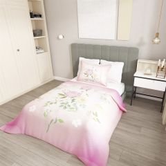 Tek Kişilik Pike Takımı Jakar Dokuma Pamuklu 3d Pink Rose