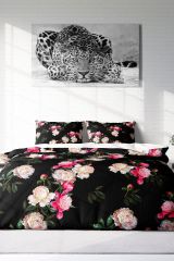 Black Flower Pamuk Saten Çift Kişilik Nevresim Takımı 3d
