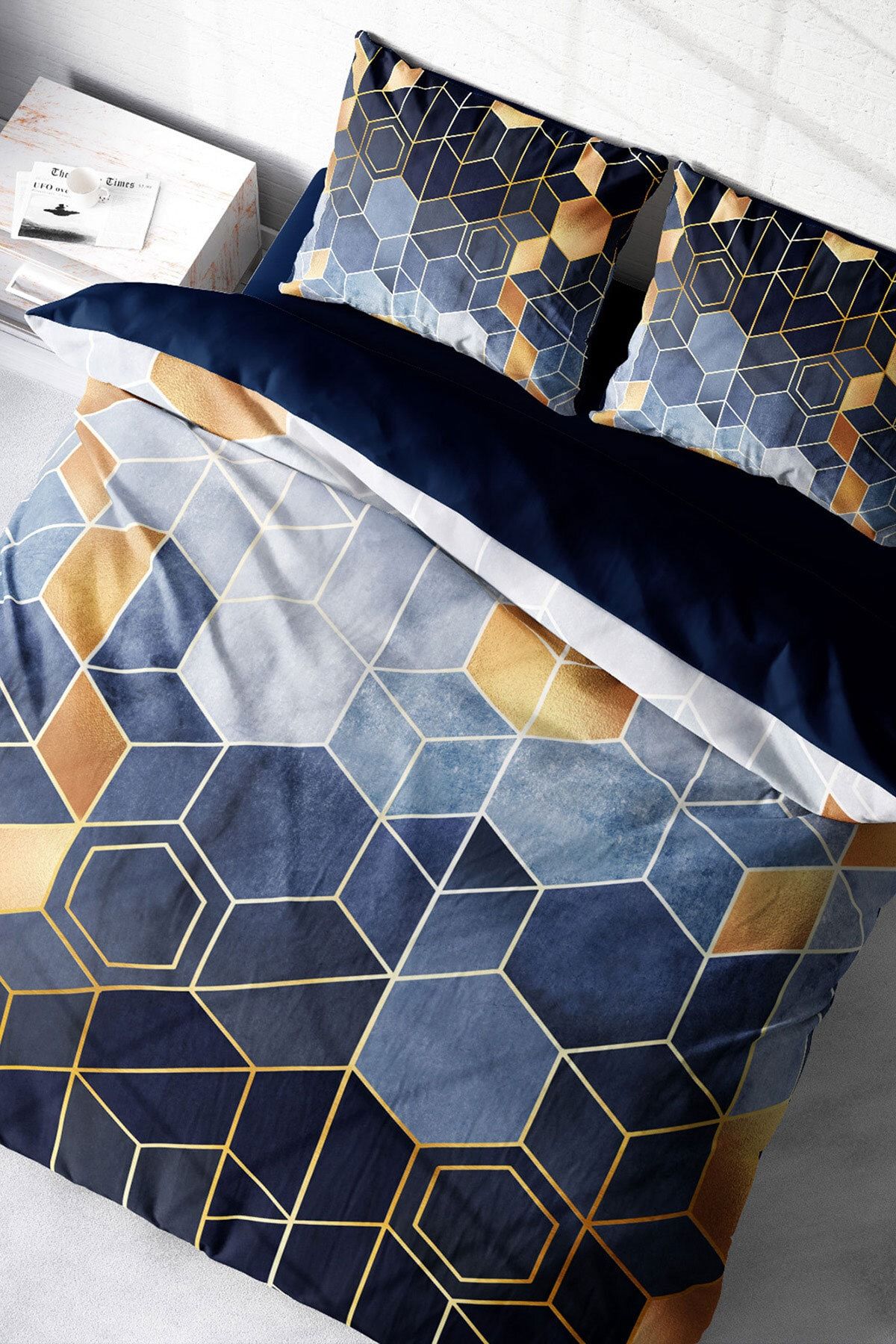 Arty Blue 3d Pamuk Saten Çift Kişilik Nevresim Takımı